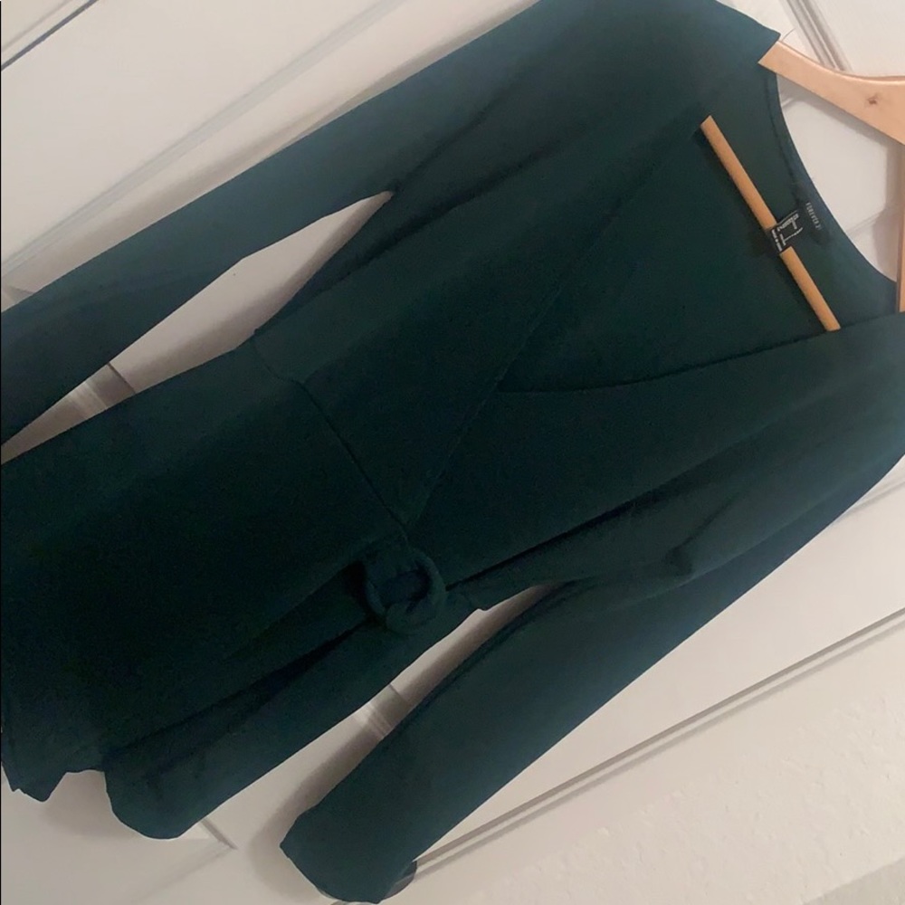 Olive green short romper with front wrap